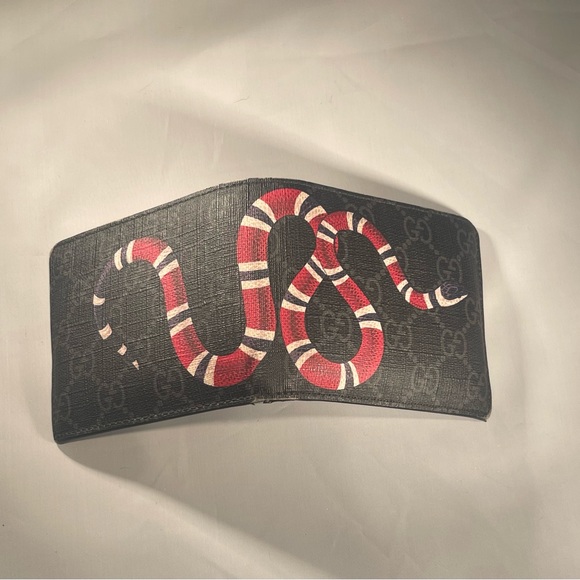 Gucci Kingsnake Print GG Supreme Wallet, Black, GG Canvas with controllato card - Picture 3 of 10